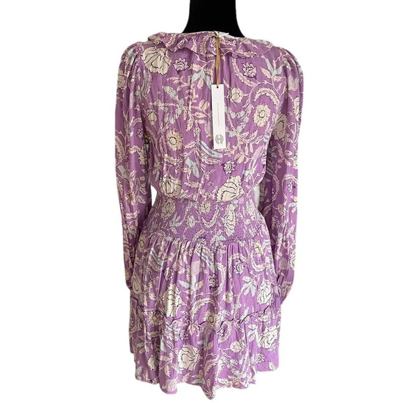 NWT House of Harlow 1960 Mini Dress Purple Floral Ruffle Tassels - Picture 10 of 10